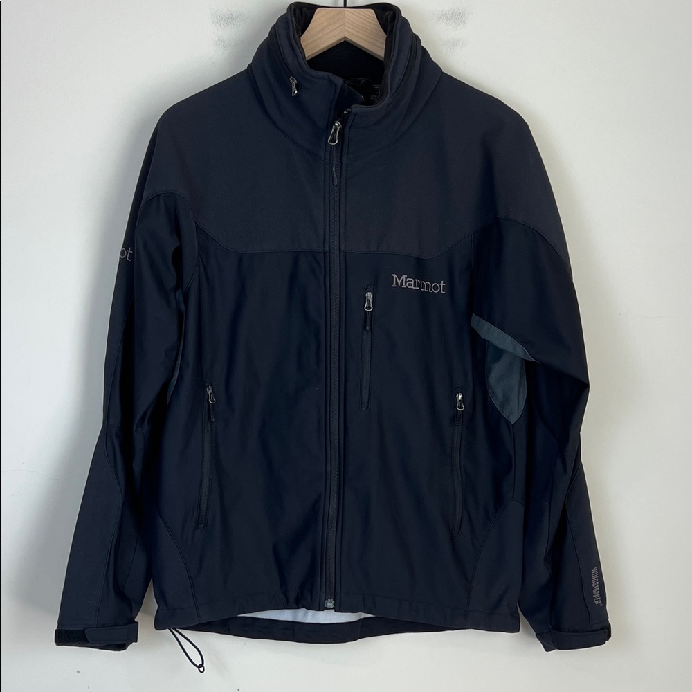 Marmot Men's Soft Shell Windstopper Jacket‎ Hooded Black Sz Medium Insulted